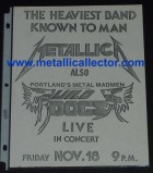 Metallica flier November 18, 1983 in Bellevue or Portland, Wash Metallica flier November 18, 1983 in Bellevue or Portland, Wash